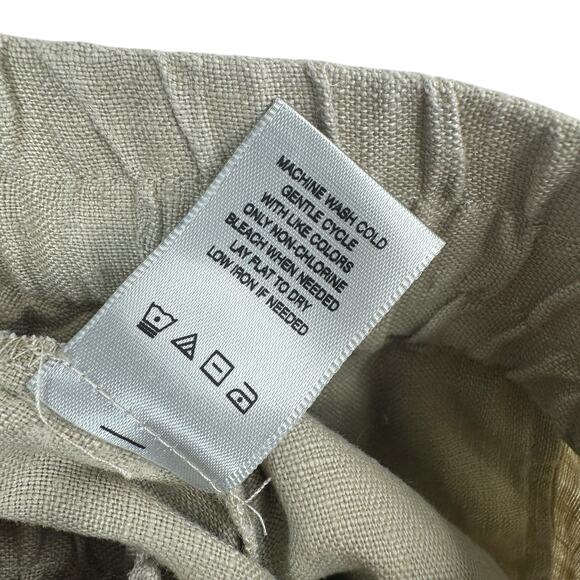 John Mark Linen Pants Womens XL Tan Khaki Cropped Lagenlook Minimalist Classic - Picture 7 of 8